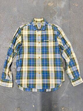 45RPM 45R Blue Yellow Cotton Plaid Button Up Shirt Sz 1 S Japan